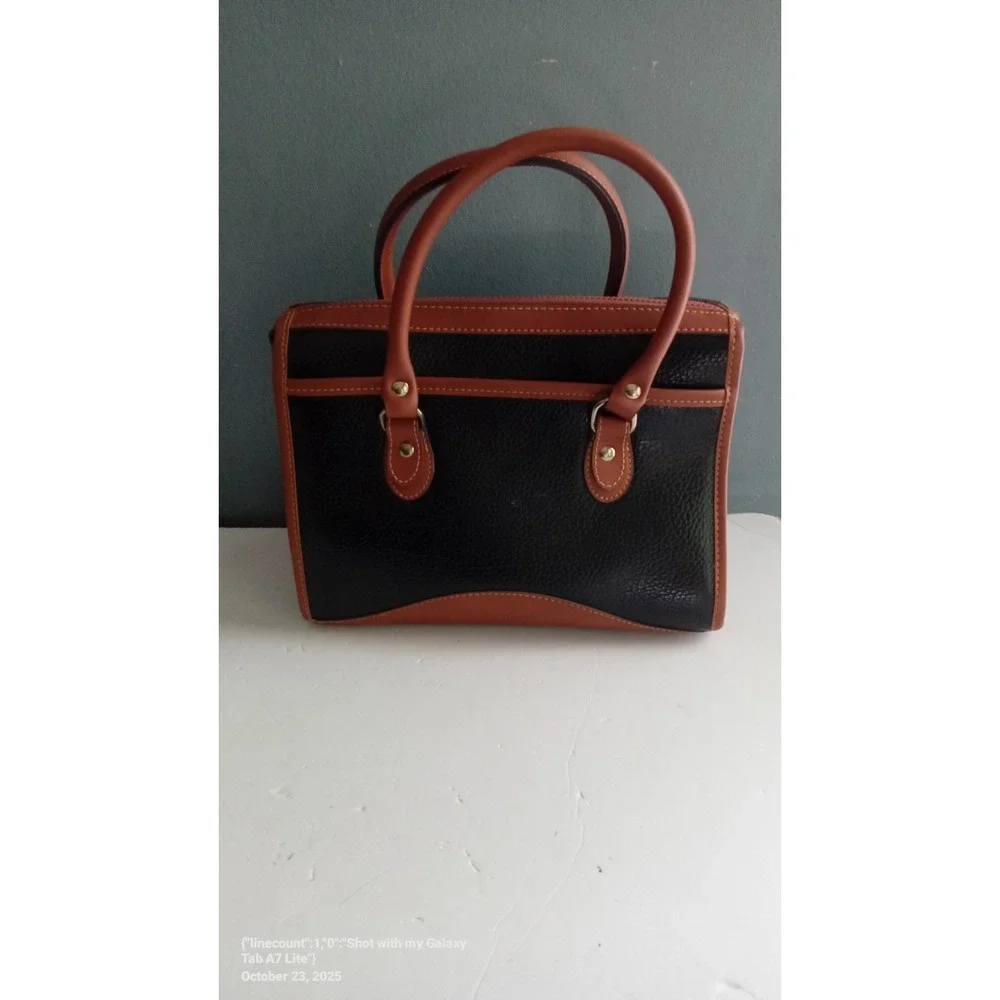 Dooney & Bourke Black Brown Leather Satchel Top‎ Handle Bag Purse